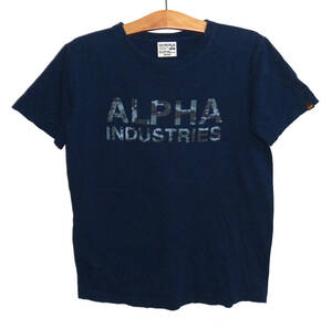 ALPHA INDUSTRIES アルファ 胸ロゴ Tシャツ Mサイズ ネイビー