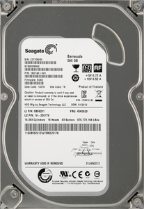 Seagate ST500DM002-1BD142-541 FRU:45K0629 3.5インチ SATA600 500GB 122回 11035時間