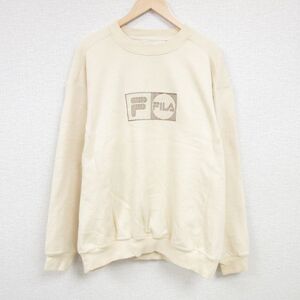 XL/古着 フィラ FILA 長袖 スウェット メンズ 00s ビッグロゴ 刺繍 大きいサイズ クルーネック 薄黄 イエロー spe 24may13