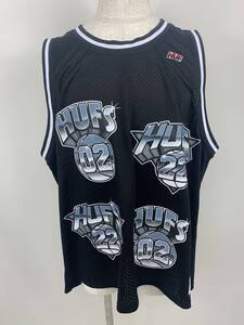 131-KM3005-80s HUF ハフ 22SS basketball jersey バスケットボール ジャージー ゲームシャツ タンクトップ ブラック XLサイズ