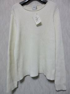 未使用品 カルバンクライン ジーンズ Calvin Klein Jeans コットン リブ ニット セーター オフ白 XL 亥1274