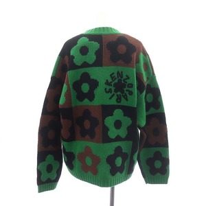 未使用品 ケンゾー KENZO BOKE CHECKERBOARD JUMPERニット セーター 長袖 花柄 ウール M 緑 黒 茶 /MI ■OS ■SH レディース