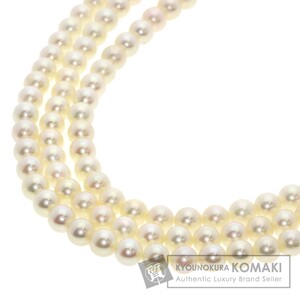 MIKIMOTO ミキモト パール 真珠 3連 ネックレス シルバー レディース 中古