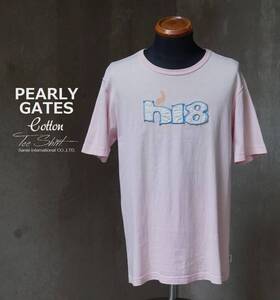 パーリーゲイツ PEARLY GATES ペールピンク h18 別布ワッペン コットン 半袖 Tシャツ 3 M