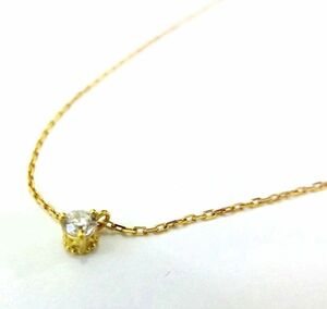 極美品♪agete・アガット★K18 NECKLACE／18金 ダイヤモンドネックレス ゴールド 0.05CT レディースアクセサリー ブランド 中古 23-A008