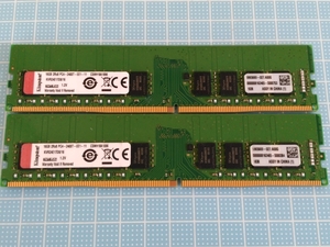 KIngston KVR24E17D8/16 2枚セット送料無料 16GB 2Rx8 PC4-2400T-EE1-11 ECC有 16GB+16GB 合計32GB