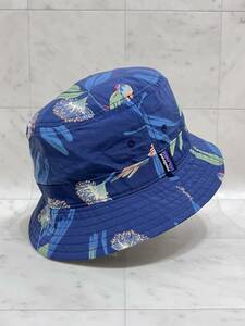 【美品】patagonia パタゴニア【STY29156】2019年限定モデル Parrots：Stone Blue オウム柄 ウェーブフェアラー・バケツ・ハット