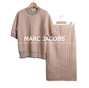 美品 MARC JACOBS マークジェイコブス XS ラメ クルーネック 五分袖 ニット セーター イージースカート セットアップ 上下セット ピンク系