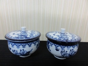 唐子模様 九谷焼 蓋つき湯呑茶碗 ペア ２客 茶道具