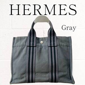 【良品】HERMES(エルメス)フールトゥPM トートバッグ グレー ハンド