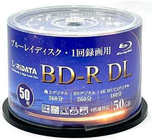 ・RiDATA （ライデータ） 1回録画用 片面2層 ブルーレイディスク ホワイトプリンタブル BD-R DL 50GB 50枚 