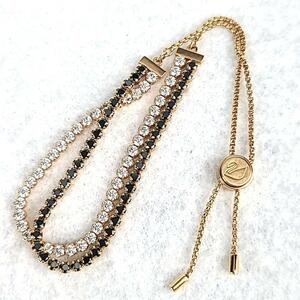 ☆極美品☆SWAROVSKI スワロフスキー ラインストーン マルチカラー ブレスレット アクセサリー レディース ゴールド系