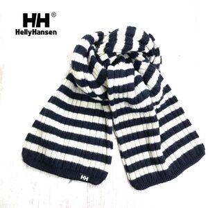 1I3005-W-N◆HELLY HANSEN ヘリーハンセン HH マフラー ストール ボーダー カジュアル アウトドア◆ネイビー 白 アクリル ナイロン 毛