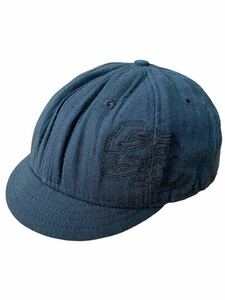 ●●vintage us製 newera ニューエラ つば短 ベースボールキャップ MEDIUM LARGE 黒x黒●●