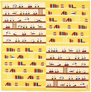 濱文様　小布　パンダの図書館　イエロー　約50×50cm　綿100％　日本製　新品