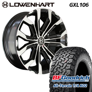 ブラックレター4本セット LOWENHART GXL106 20x8.5J 6/139.7 +20 BFグッドリッチ オールテレーン KO2 275/55R20 FJクルーザー PRADO プラド