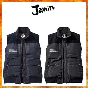 SALE 2枚 セット 【 新品 送料無料 】 LL ジャウィン JAWIN コーデュロイ デニム 異素材 ミックス 防寒 ベスト 58180 ネービー ブラック