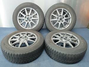 ★7-8分山★20年製★ ダンロップ WM02 195/65R15　社外ホイール 15×6J +45 5H-114.3 4本セット スタッドレス ヴォクシー・セレナ等　G787