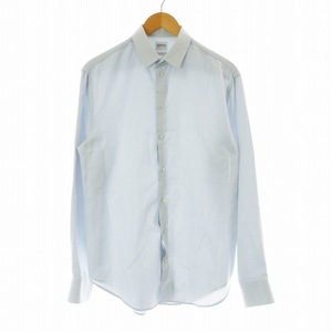 アルマーニ コレツィオーニ ARMANI COLLEZIONI MODERN FIT シャツ ワイシャツ 長袖 総柄 コットン 40 M 青 ブルー 白 ホワイト