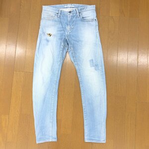 ●stra Raggio×e JEANS ストララッジョ イージーンズ USED加工 ストレッチ スリム ジーンズ 2(M) w84 ローライズ デニムパンツ 岡山児島製