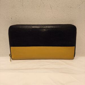 CELINE セリーヌ 長財布 ラウンドファスナー ロングウォレット バイカラー イエロー ブラック 480465