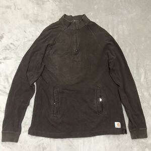 Carhartt カーハート ハーフジップ 長袖カットソー ロンT ブラウン メンズ Mサイズ 古着