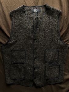 【希少】極美品 RRL HARRIS TWEED VEST ダブルアールエル リミテッド ブラウンズビーチ ハリスツイード ツイード ベストラルフローレン M