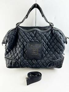 希少モデル　１円～　 CHANEL シャネルスポーツ ボストンバッグ ハラコ レザー ナイロン 黒 ブラック 　レディース　メンズ