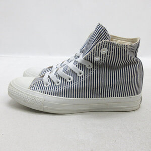 H■【24.5cm】コンバース/CONVERSE ALL STAR ストライプ ハイカットスニーカー/紺白/LADIES■15 【中古】