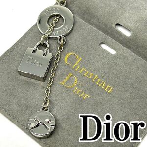 1円～【美品】クリスチャンディオール リボン ロングネックレス ラリアット シルバー 銀 バッグ カバン 刻印 Christian Dior (241124-nn-2)