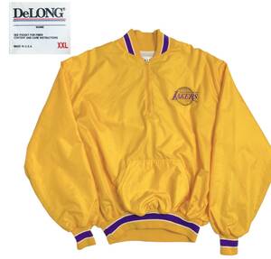 良好 XXL レアモデル 90s NBA レイカーズ DeLONG ハーフジップ スタジャン LAKERS ビンテージ ジャケット USA製