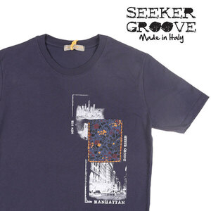 SEEKER GROOVE（シーカーグルーブ） Uネック半袖Tシャツ 3383 ネイビー S 22971 【S22971】