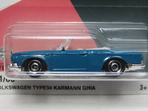 VOLKSWAGEN TYPE3 Ⅲ 34 KARMANN GHIA カルマンギア 1/64位 ワーゲン FLAT4 オープンマッチボックス 70周年 マテル MATCHBOX