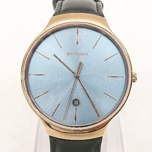 ◇ BERING ベーリング 動作未確認 ３針 上品 大人 ビジネス シンプル 腕時計 ウォッチ ブラック ブルー メンズ E 1405140021790