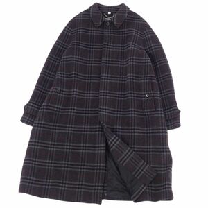 美品 バーバリー BURBERRY ステンカラーコート バルマカーンコート チェック ウール カシミヤ アウター メンズ 52グレー cf01er-rm05e26738