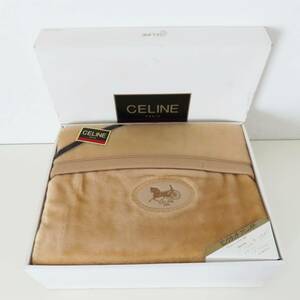 T05-07 CELINE セリーヌ 馬車ロゴ アクリルニューマイヤー毛布 ベージュ