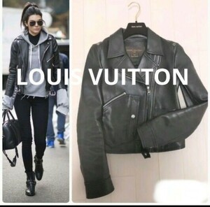 新品同様【百貨店購入】LOUIS VUITTON ルイヴィトン ライダース ジャケット 34 本革 黒 レザー レザージャケット コート