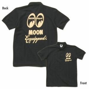 MOON Equipped ポロシャツ Mサイズ mooneyes ムーンアイズ black ブラック 黒 送料込み ムーン イクイップド アイボリー 文字 筆記体