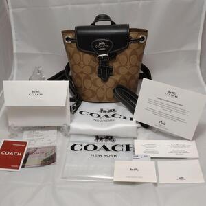 新作未使用 COACH コーチ ミニリュックサック カーキ×ブラック CL458