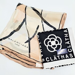 T226 ハンカチ まとめ スカーフ BALENCIAG バレンシアガ CLATHAS クレイサス 大判 ジャンク品 中古 訳あり