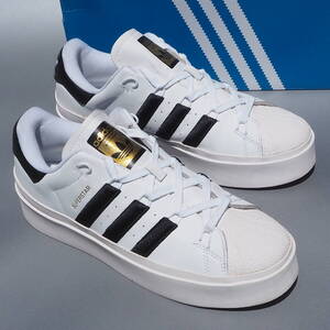 美品 27,5cm 限定 22年製 adidas SUPERSTAR BONEGA W 白ｘ黒レザー 天然皮革 厚底 スーパースター