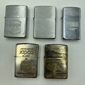 F209■▲ Zippo ジッポ 5点セット まとめ売り 火花あり オイルライター USA製 シンプルデザイン ワニ アリゲーター