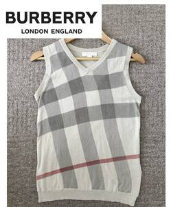 バーバリー　BURBERRY　ベージュ　ニット　ベスト 10Y　140ｃｍ ノバチェック 美品 キッズ 子ども服 男の子 女の子 男女兼用