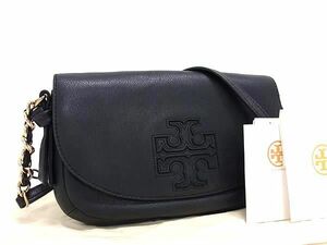 1円 ■極美品■ TORY BURCH トリーバーチ レザー チェーン クロスボディ ショルダーバッグ 斜め掛け レディース ブラック系 FA8913