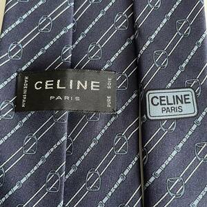 CELINE(セリーヌ) ネイビーベルトストライプネクタイ