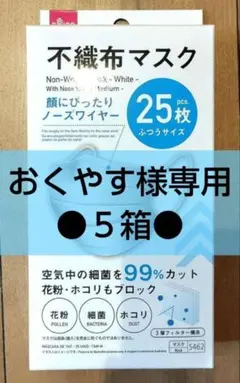 不織布マスク　５箱　白色　普通サイズ　花粉症　立体マスク　3Dマスク　ダイソー②