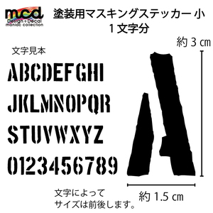 文字塗装 塗装用マスキング ステッカー 小 1文字分 抜き文字 ステンシル文字 サンドブラスト ステンシルシール