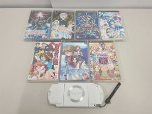 ☆【ジャンク品】SONY　PSP-1000(ホワイト)　/　PSPソフト7点(涼宮ハルヒの約束・ガンダムアサルトサヴァイブなど)　40-131