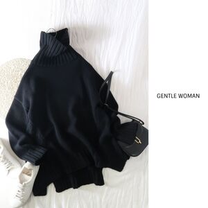 ドゥーズィエムクラス/ジェントルウーマン GENTLE WOMAN☆オーバーサイズ ウールタートルネックニットプルオーバー☆Y-F 0797