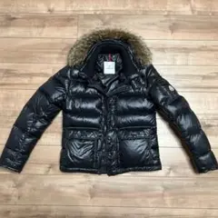 MONCLER ブラック ダウンジャケット ファー付き　Mサイズ